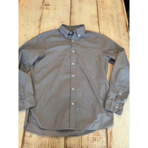 Vineyard Vines Mens Classic Fit Gingham Whale Shirt Navy Blue White 1W012459 M